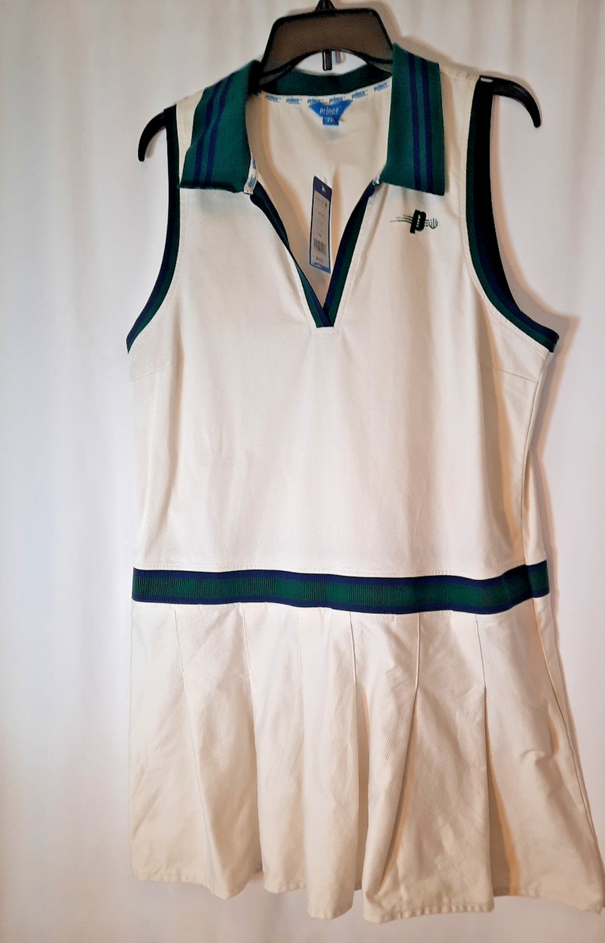 PRINCE NWT PICKLEBALL XXL Tennis White Green Sleeveless Pleated Dress msrp $40